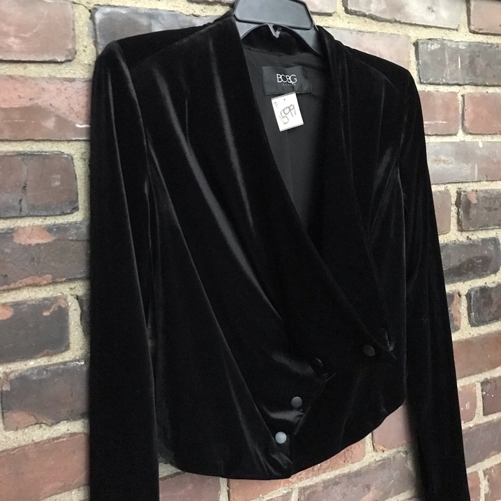 Bcbg Maximara Velour Crop Snap Button Front Jacke… - image 2